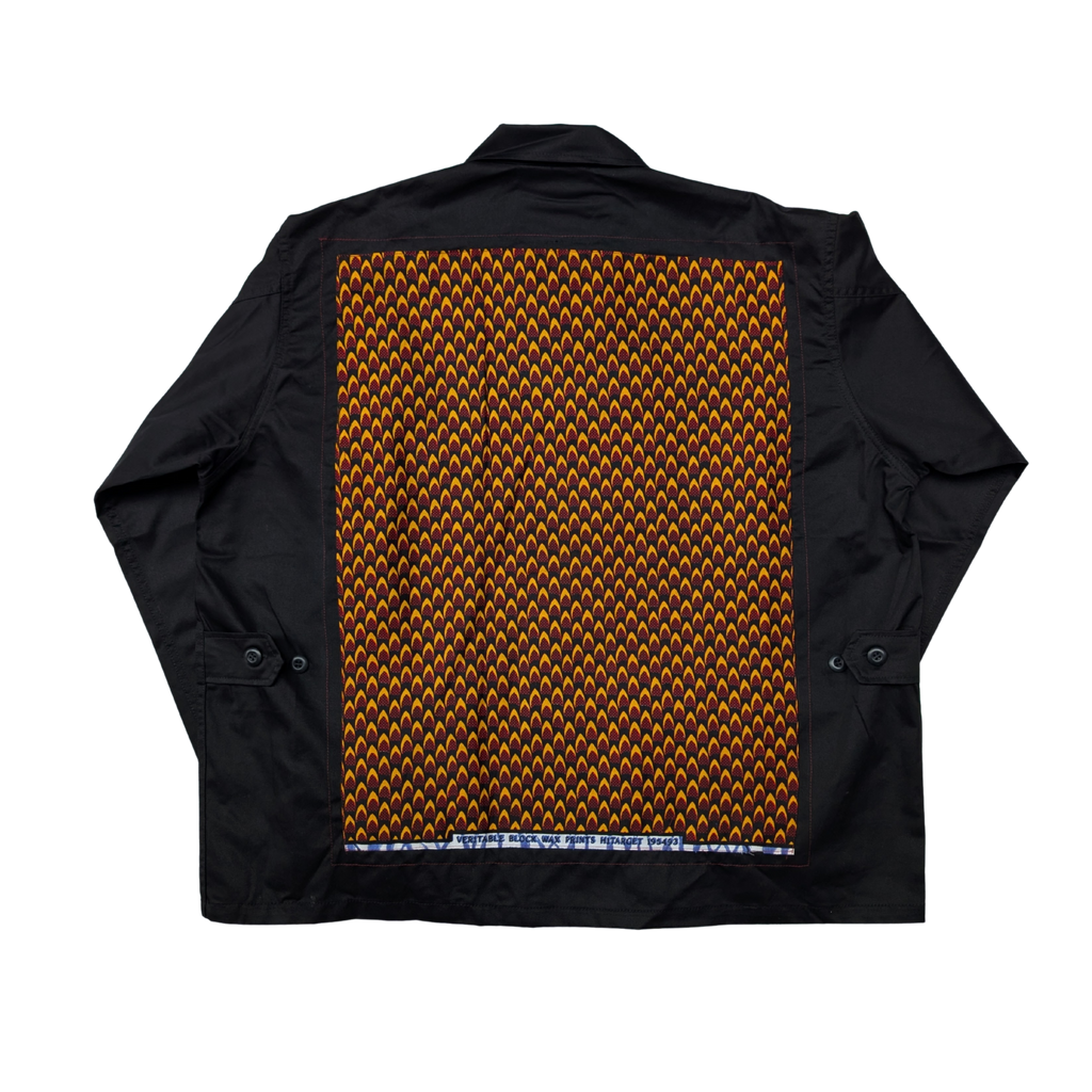 VESTE CHEMISE MILITAIRE NOIRE À FLÈCHES ORANGE