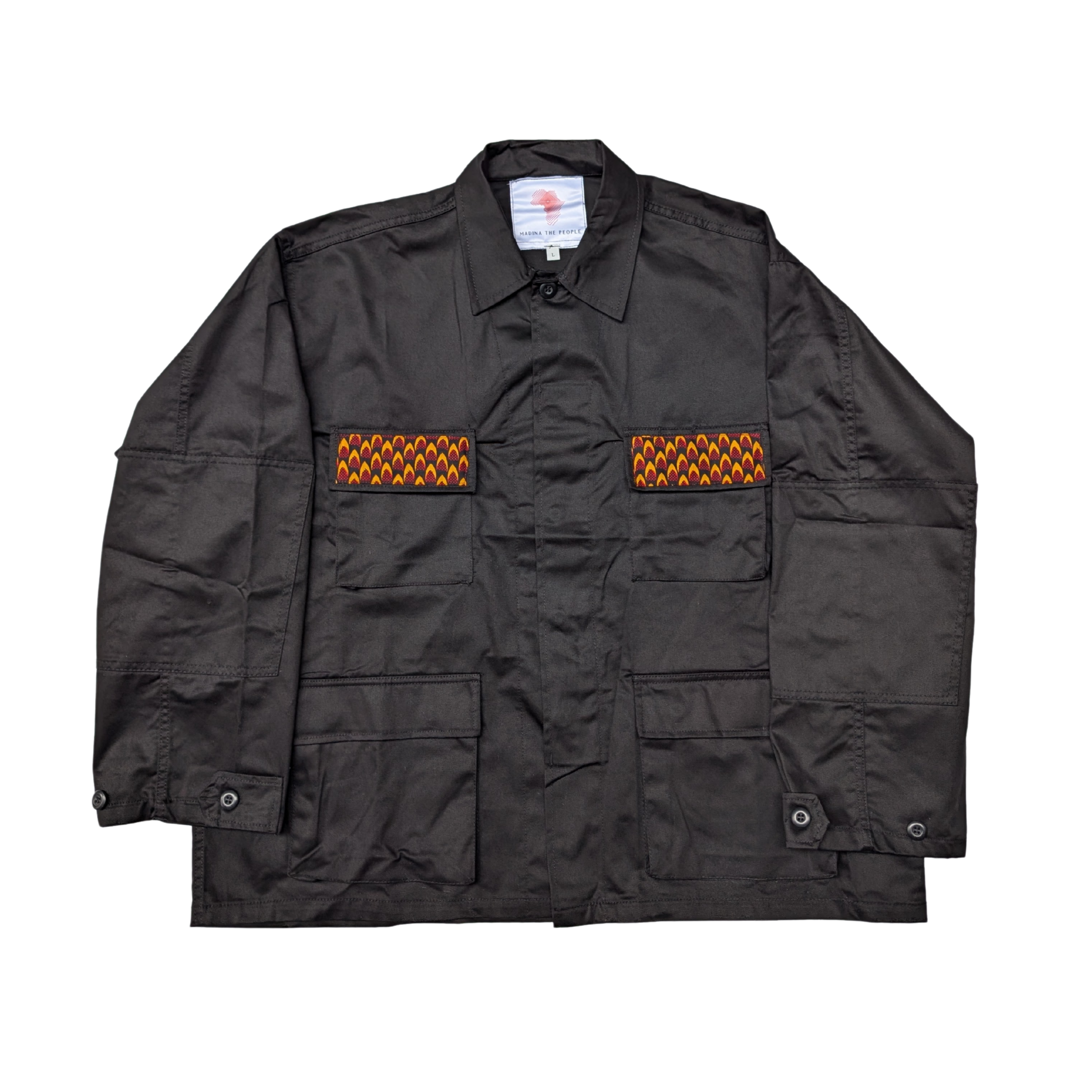ORANGE ARROWS ARMY SHIRT JACKET IN BLACK