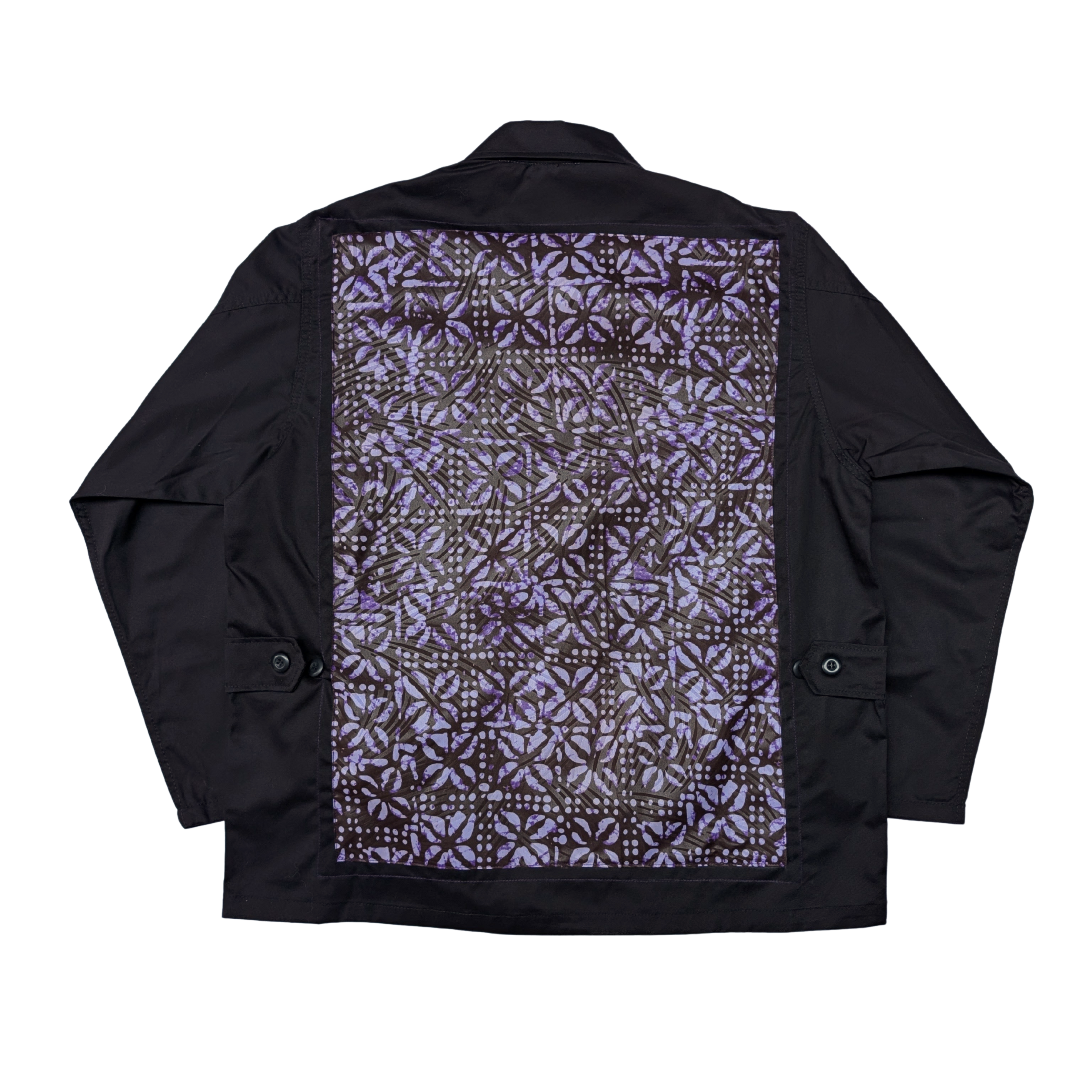 PURPLE FLOWERS ARMY SHIRT JACKET IN BLACK