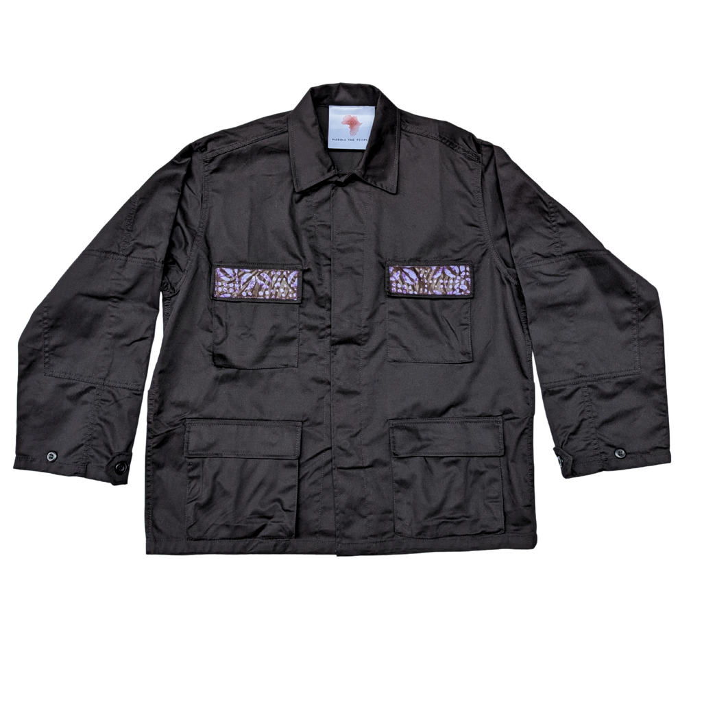 VESTE CHEMISE MILITAIRE NOISE À FLEURS VIOLETTES