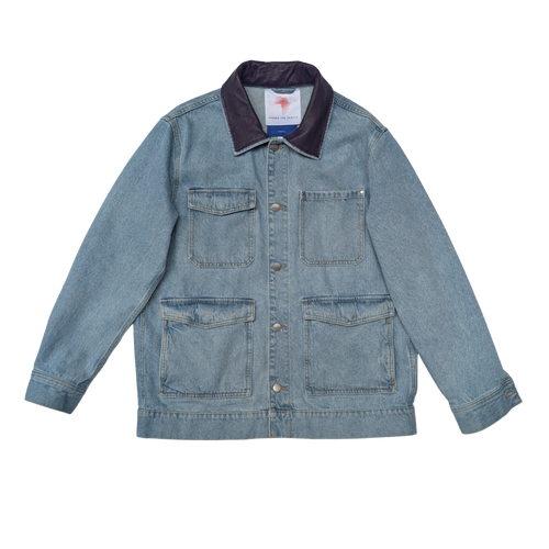 ONE-OF-A-KIND PURPLE FLOWERS JEANS JACKET