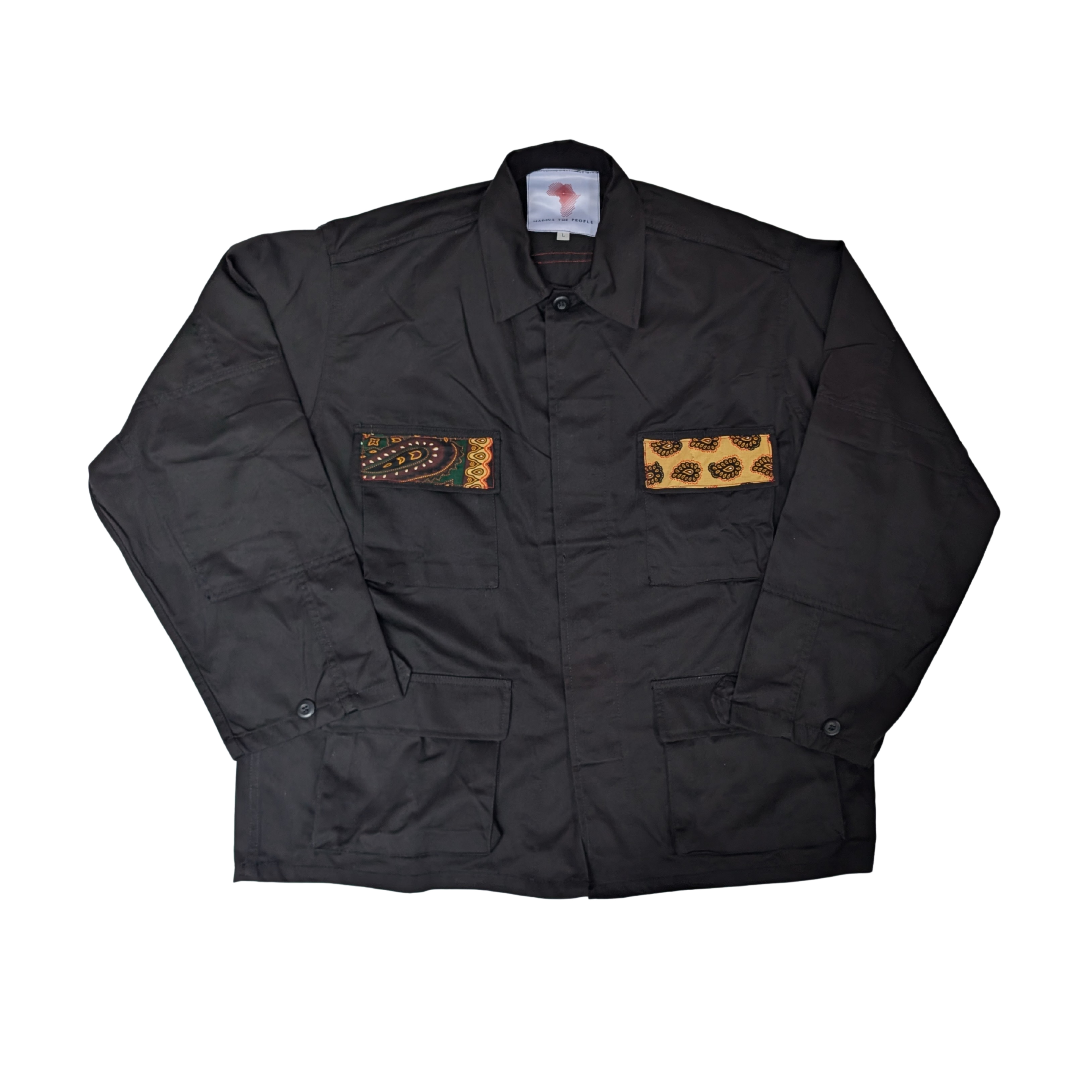 GREEN & YELLOW PAISLEY ARMY SHIRT JACKET IN BLACK